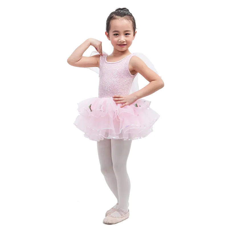 New Shining Sequins Pink Child Ballet Tutu Dancewear,Kids Stage Performance/Competition Costume,Girls Birtyday/Party/Solo Dress