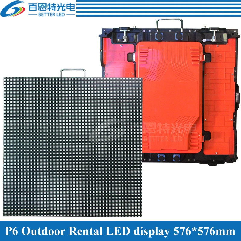 12pcs/lot P6 Outdoor 1/8 scan 576*576mm 96*96 pixels Die-cast Aluminum Cabinet Rental Full color video LED display screen