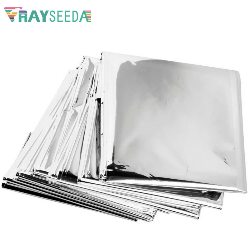 Rayseeda Folding Emergency Blanket 210cm*130cm Silver/Gold Emergency Survival Rescue Shelter Outdoor Camping Keep Warm Blankets