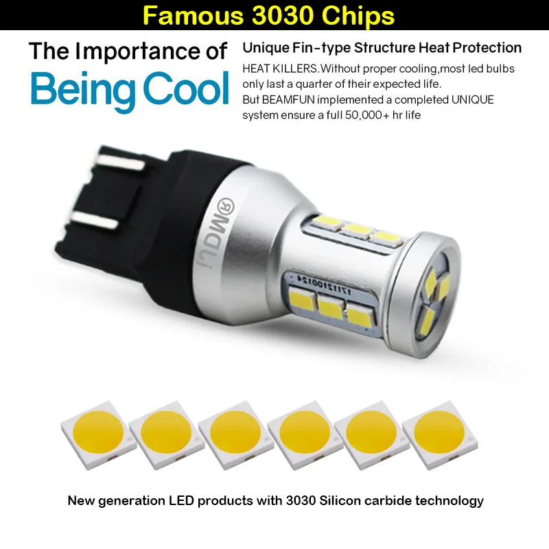 IJDM 자동차 7440 7443 LED 전구, Canbus OBC T15 W16W LED 1156 S25 LED 1157 3156 3157 LED, 브레이크 후진등, 방향 지시등, 12V