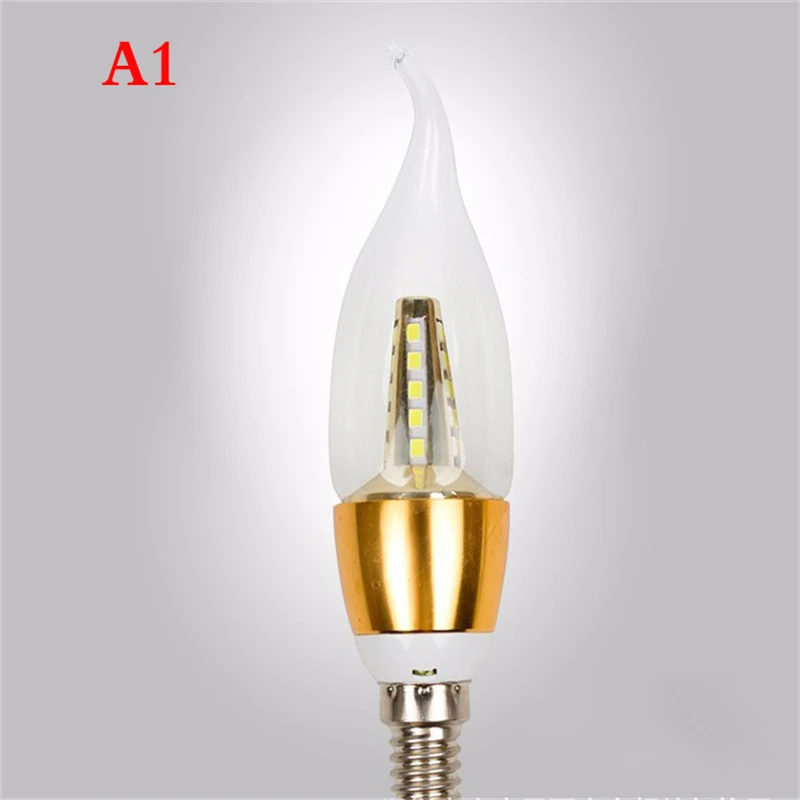 10PCS E14 LED Candle Bulb Golden Aluminum 5w 7w LED Light 220V Led Lamp Lampada Bombillas Lumiere SMD2835 Crystal lamp