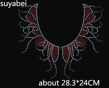 

2pc/lot neckline sweater decor rhinestones hot fix rhinestone transfer motifs iron on crystal transfers applique patches hot fix