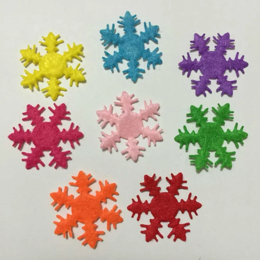 50 pezzi/lottp 24mm Colore misto casuale fiocco di neve Appliques Matrimonio Decorazione natalizia artigianale FAI DA TE A044A