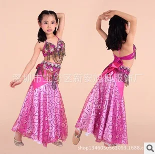 kids Belly Dance Costumes professional 3pcs Bra &Belt &Skirt Child Bollywood Costumes Danza Del Vientre Girl indian Clothes