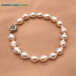good shiny small baroque pearls bracelet tissue nucleated flame ball real natural freshwater screw thread pearl for girl women