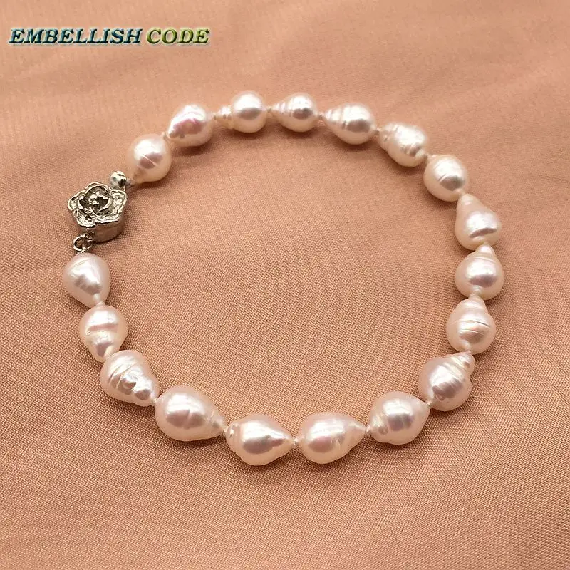 good shiny small baroque pearls bracelet tissue nucleated flame ball real natural freshwater screw thread pearl for girl women