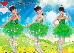 New girls chorus clothes Chunxiao costume jasmine dance clothes green princess dress toddler net yarn tutu skirt