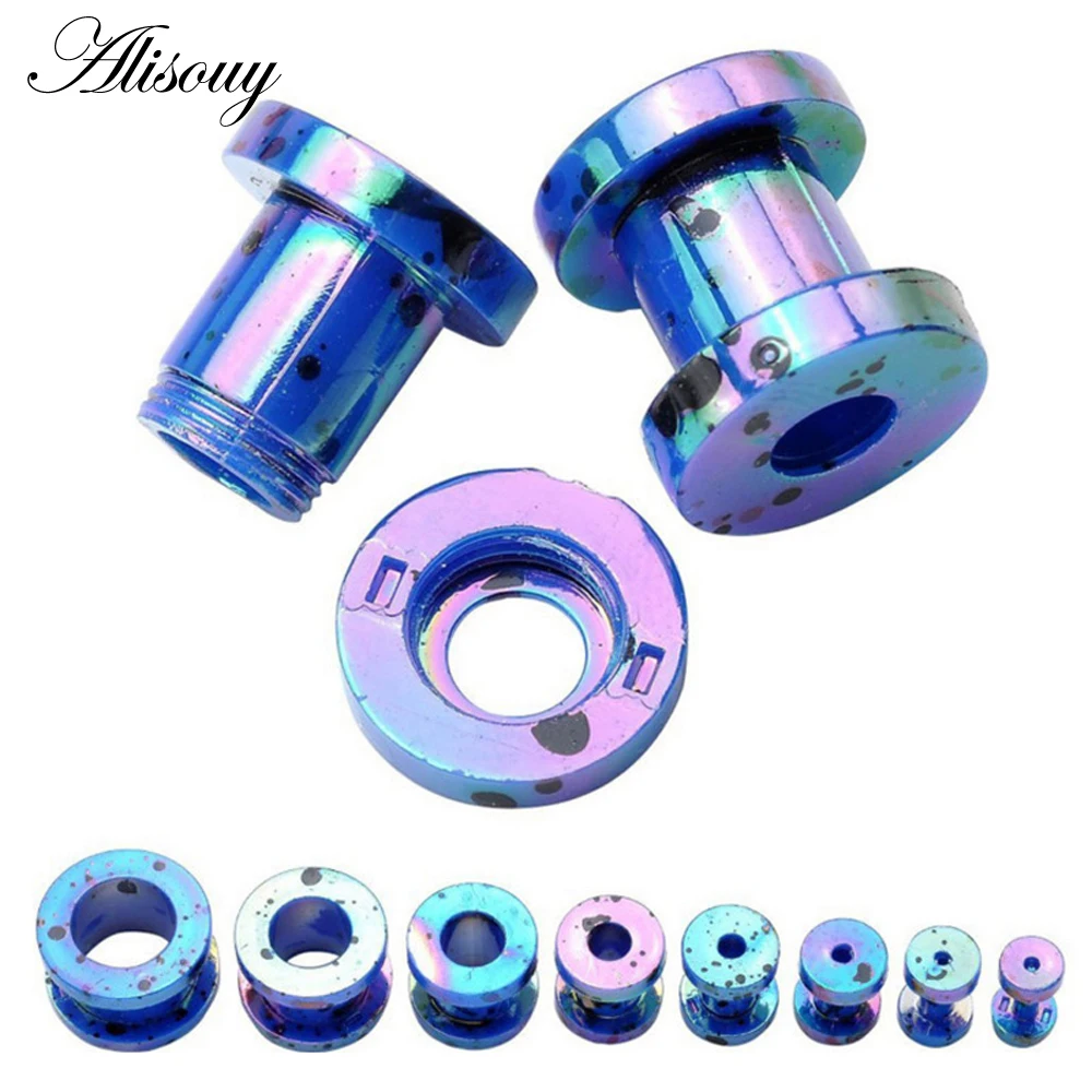 Alisouy 1 Pair Ear expander Body Piercings Acrylic Screw Back Flesh Tunnel Ear Plug Stretcher 2-12 mm printing ear studs plugs