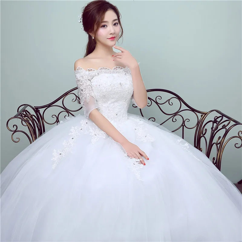 Moda simples vestido de casamento 2022 nova chegada primavera princesa rendas bordado meia manga china vestidos de noiva