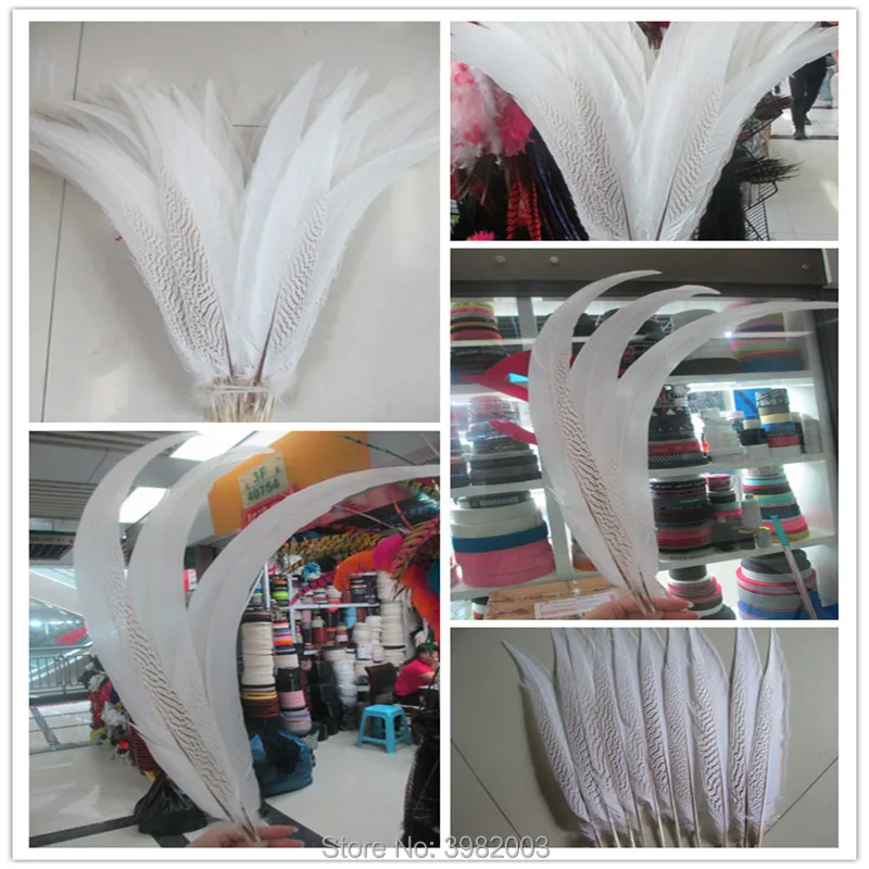 Beautiful 30-75CM 12-30 Inch Silver Pheasant Tail Feathers Wedding Decorations lady amherst white silver chicken feathers plume