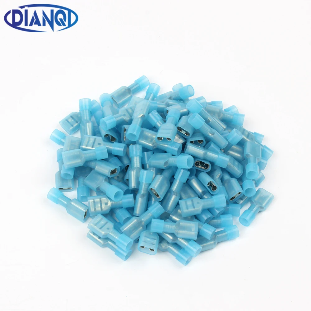 DIANQI FDFN2-250 NYLON brass Female Insulated Spade joint Cable Wire Connector 100PCS suit 1.5-2.5mm2 16-14AWG FDFN