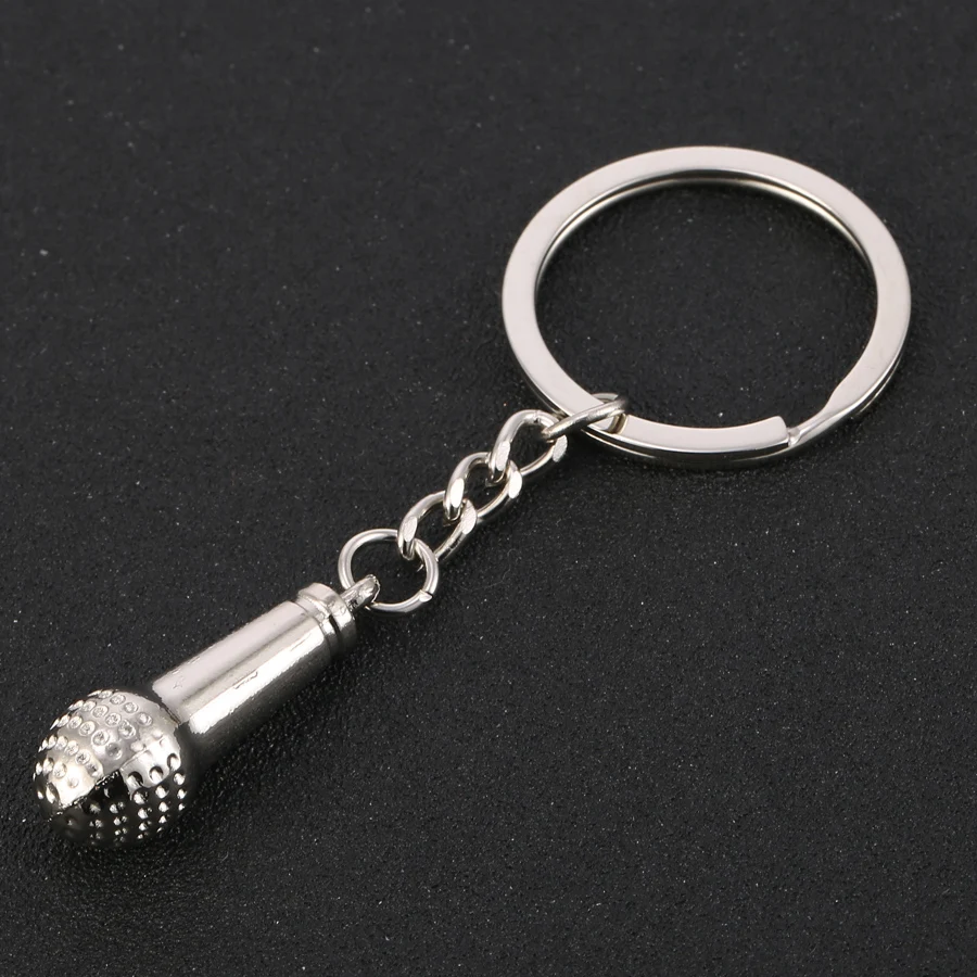 10PCS Microphone Keychain Charms Car Key Ring Holder Alloy Keyfobs For Keys Bag Keyring Creative Jewelry Accessories Gift J037