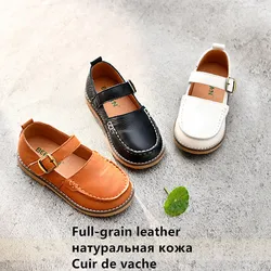 Sprng-Chaussures en cuir de vachette pour enfants, chaussures plates pour enfants, cuir véritable, décontracté, occasion formelle, bébés filles, garçons