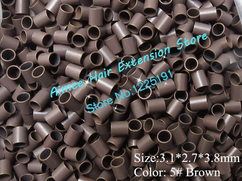 

3.1*2.7*3.8mm 5#Brown 1000pcs/lot copper flared ring easily locks/copper tube micro link/ring /bead for i tip hair extension