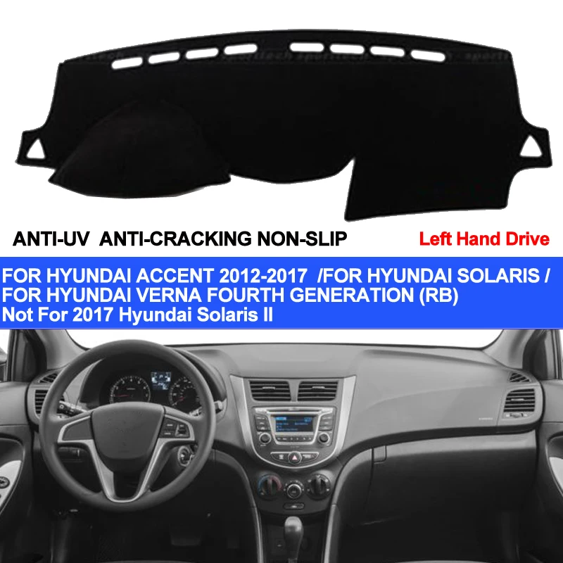 TAIJS Pokrowiec na deskę rozdzielczą do Hyundai Accent Verna 2012 2013 2014 2015 2016 2017 Solaris Dash Mat Pad Carpet Anti-UV Anti-slip
