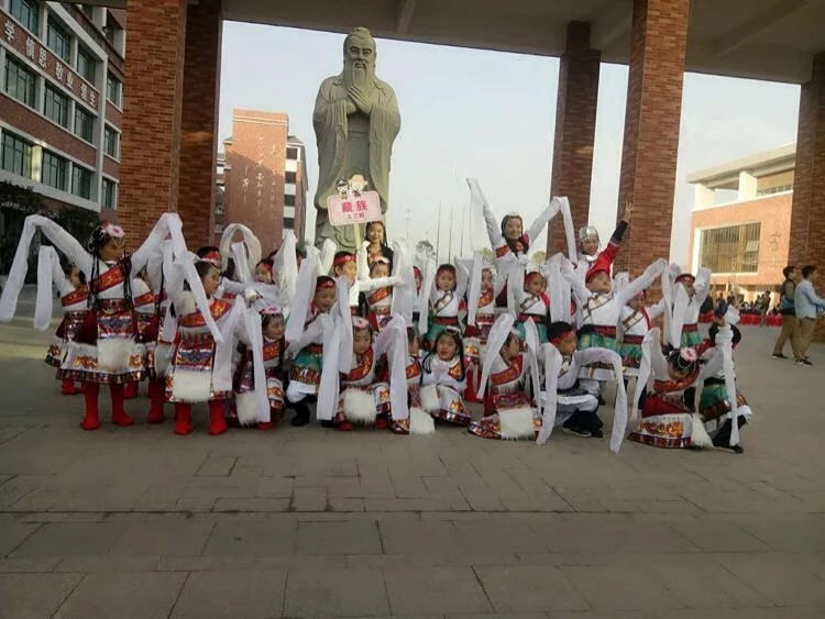 2018 novas crianças tibetanas trajes dança minoria dança roupas show mangas fase menina