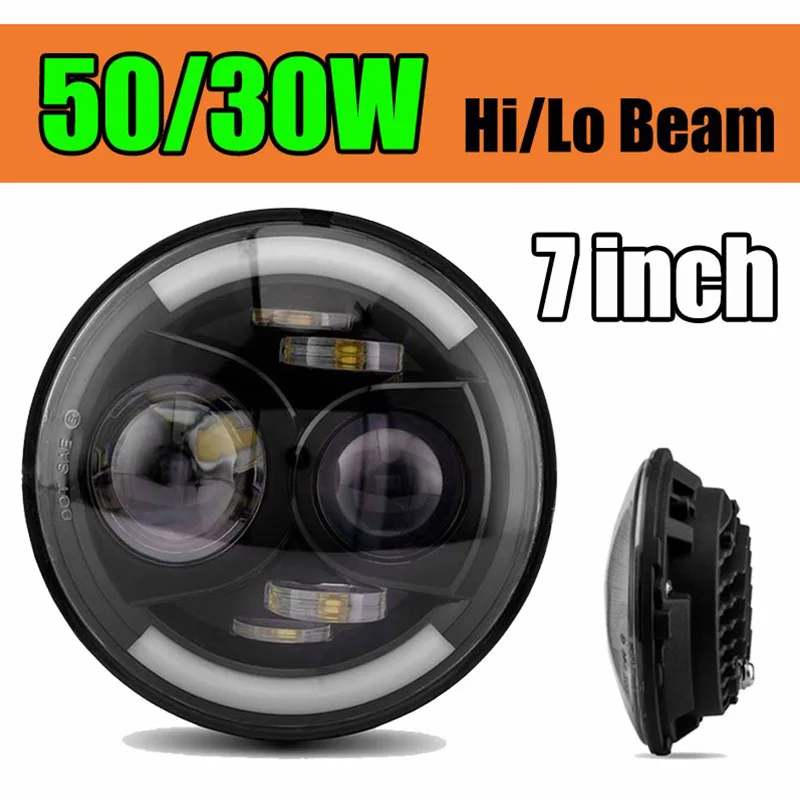 Motorcycle Headlight 7inch Lamp Motorbike 12v Moto Light Fog Led Bulb Hi/Lo Beam Head Front Light scooter Round Motor Car Lamp