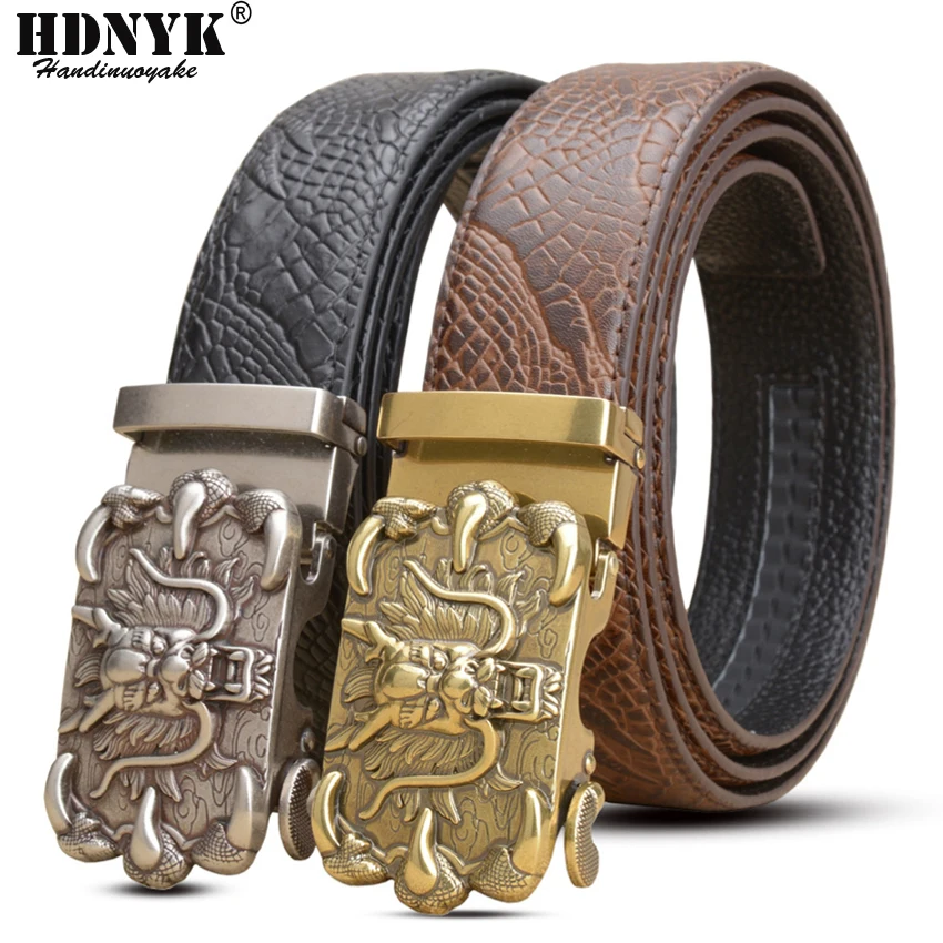 2024 NEW Brand Dragon Design Real Leather Belt Mens Genuine Leather Belt Man Luxury Men Belts Alloy Buckle Wholesale Price