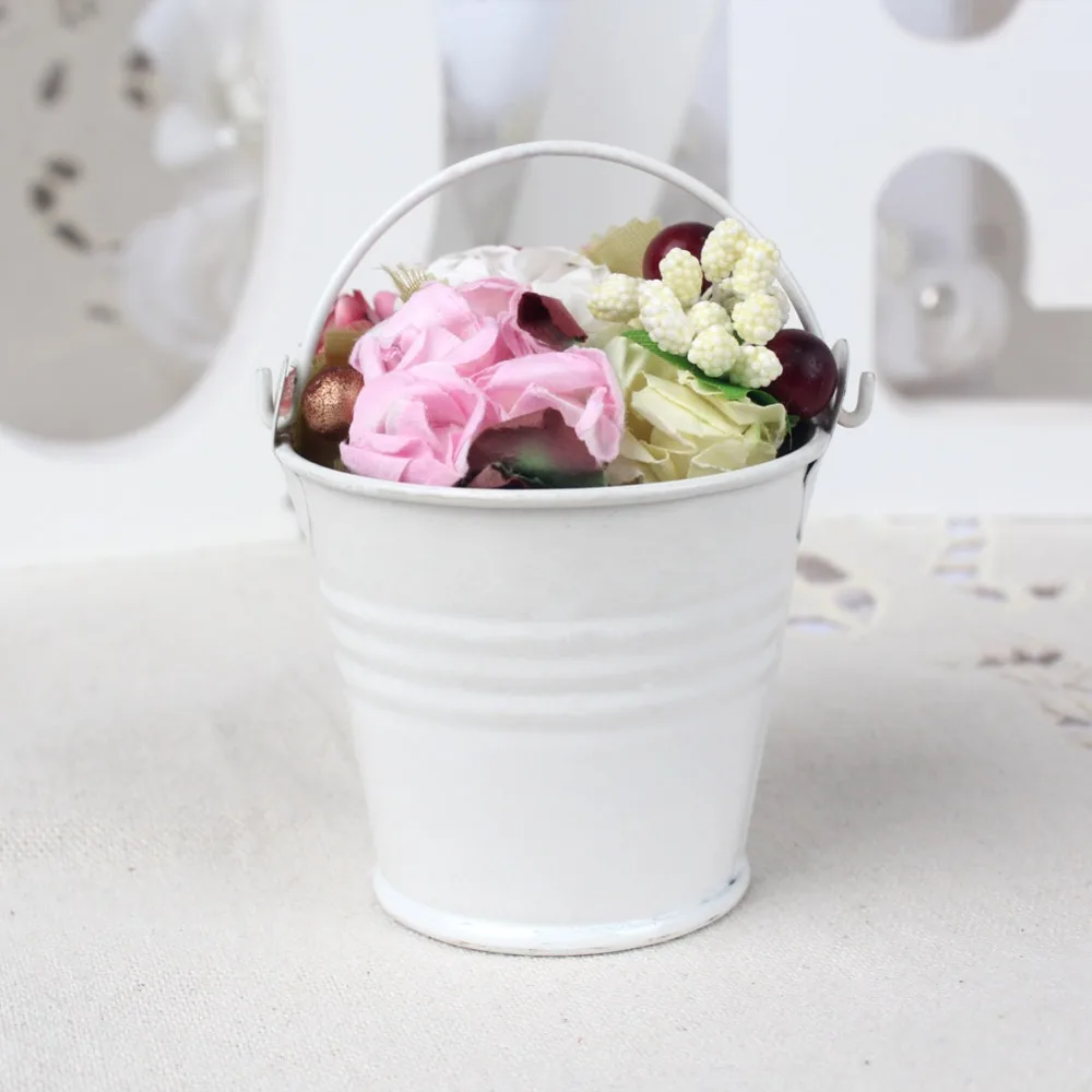 OurWarm 5pcs Baby Shower Candy Box Metal Buckets Pots Mini Pail Tins Sweet Tree Plant Candy Bar Wedding Party Favors Gift Boxes