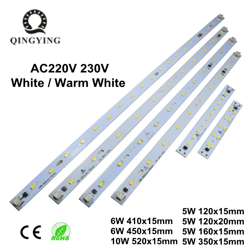 10 sztuk AC 220 V 230 V T5 T8 rurka LED Bar sztywna taśma darmo sterownik 5 W 6 W 10 W AC220V SMD 5730 LED PCB biały/ciepły biały źródło światła