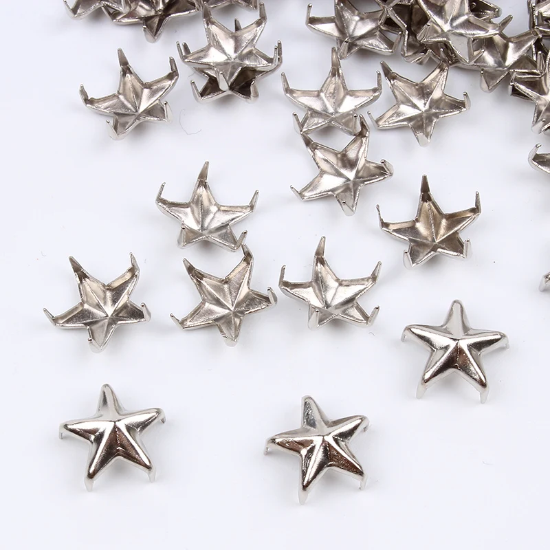 200pcs/lot 10mm Metal Star Silver Rivets Garments Accessories DIY Scrapbooking Embellishment Handmade Shoes Bags Fastener Brads