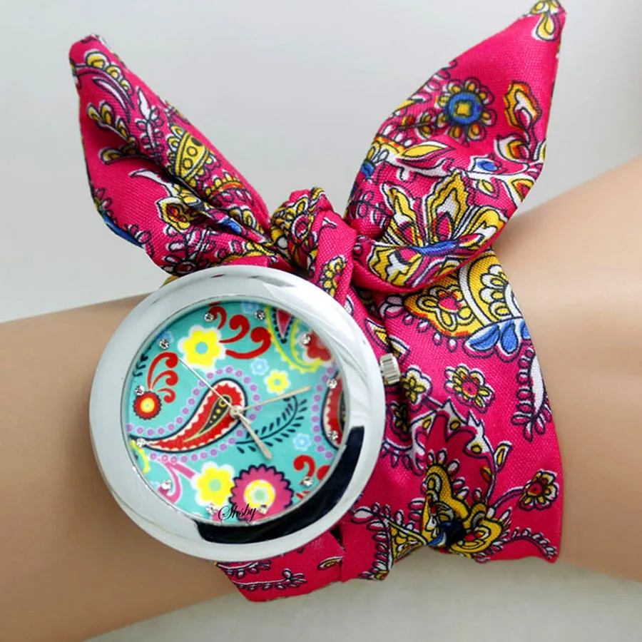 Shsby New Ethnic  Floral Chiffon Sweet Girls Watch Flower Cloth Watches Women Dress Watches Fashion Quartz  Female Ladies Gift