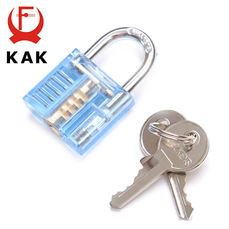 KAK Transparent Locks Pick Visible Cutaway Mini Practice View Padlock Hasps Training Skill For Locksmith Furniture Hardware