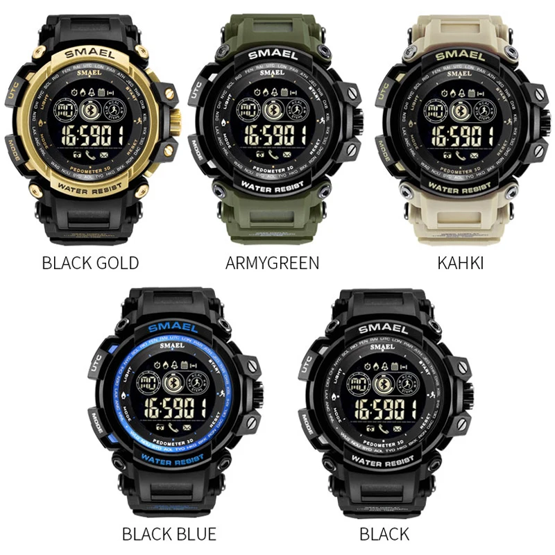 SMAEL Men Electronic Watch Outdoor Sport Waterproof Digital Stop  Watches Chronograph Week Display Auto Date Alarm Male Clock