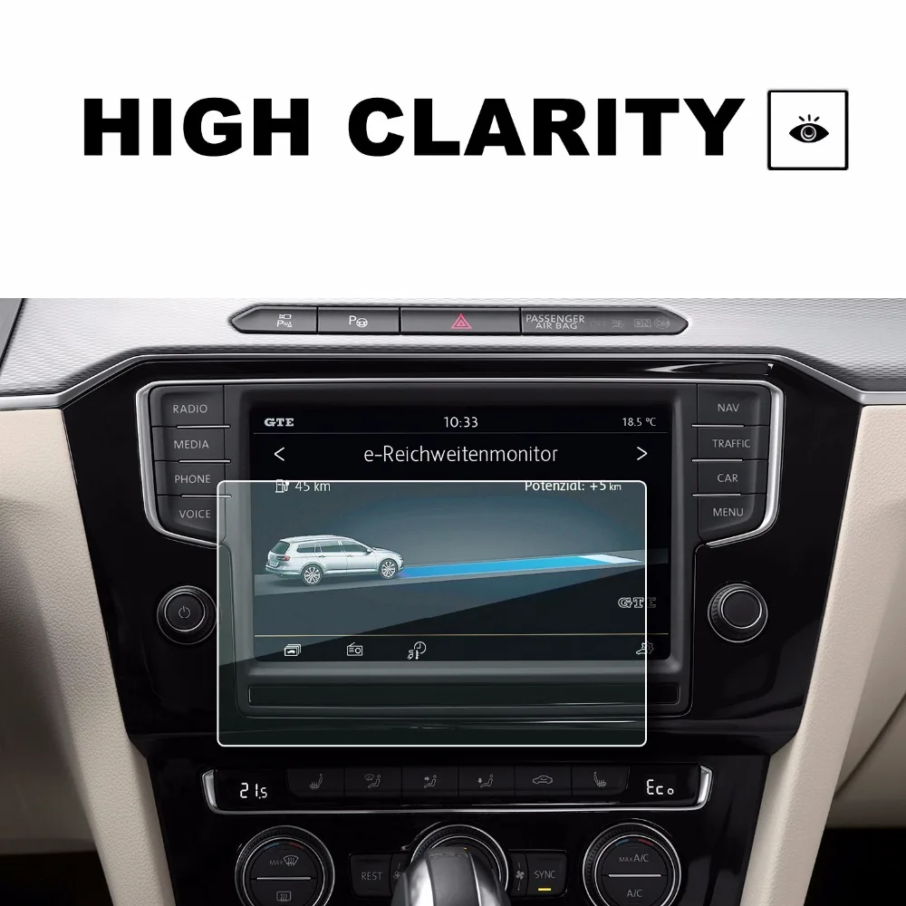 RUIYA-protector de pantalla PET para Passat B8, 8 pulgadas, 2017, 2018, navegación gps, pantalla 3H, protección transparente invisible, 2 paquetes