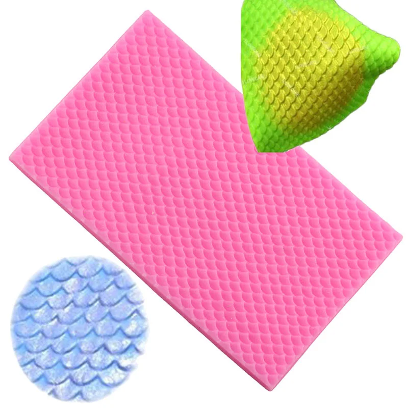 Lace Mat Mermaid Fish Scale Silicone Mold DIY Fondant Embosser Snake Texture Cake Mold Cake Decoration Chocolate Gumpaste Mould