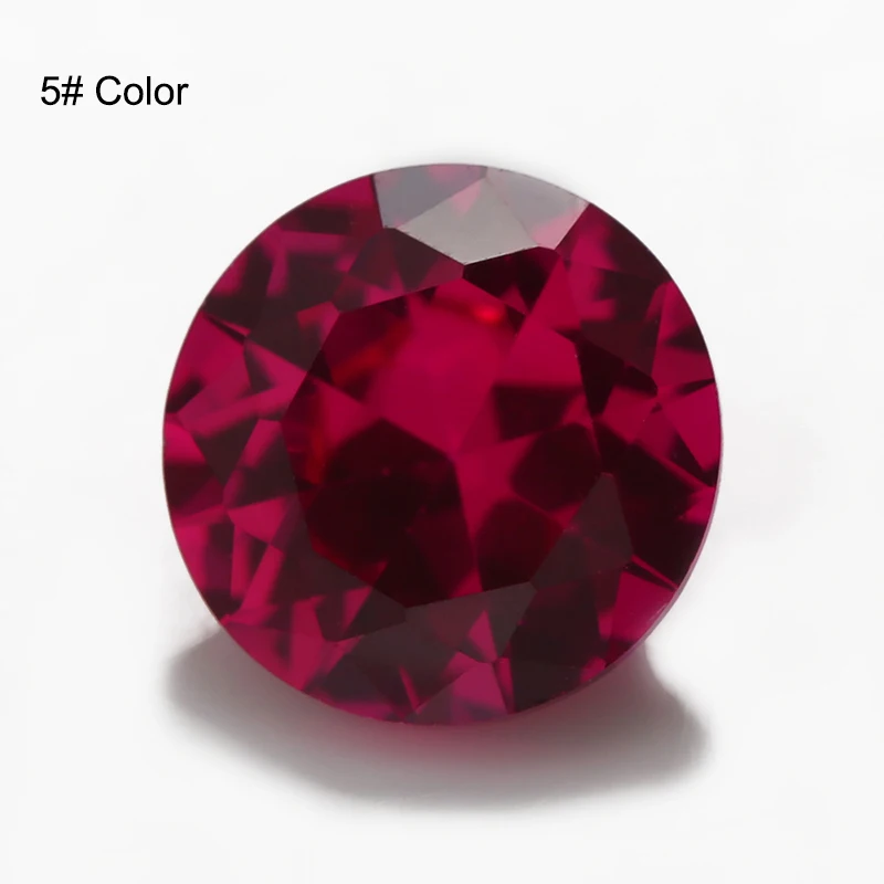 Size 1.0~12mm Round Brilliant Cut Rubys Synthetic Corundum 5# 8# Red Stone For Jewelry