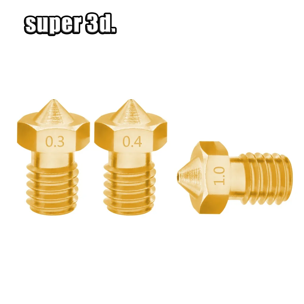 5Pcs V5 V6 Brass Nozzle M6 Thread 0.2/0.25/0.3/0.4/0.5/0.6/0.8/1.0mm E3D V6 Nozzle For 3.00mm Filament 3D Printer Accessories