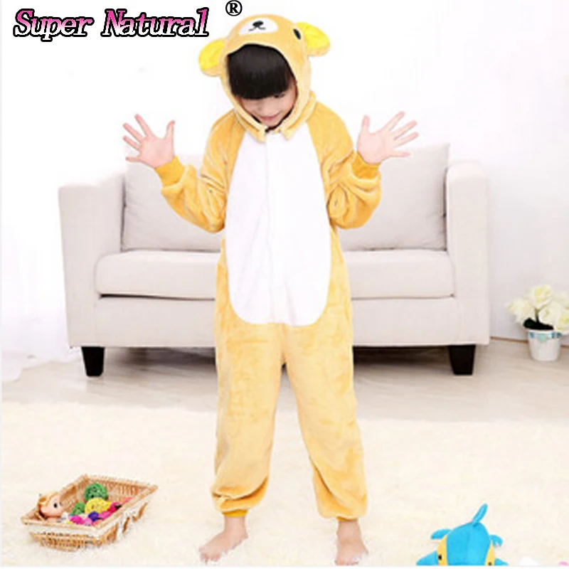 

Kid Winter Cartoon Warm Flannel Rilakkuma Kigurumi Onesies Cosplay Costume Animal Pajamas Homewear For Party Kigurumi