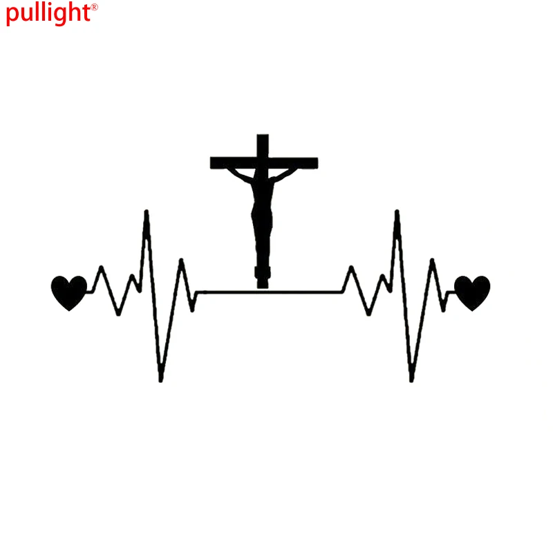 Religious Jesus Cross Heartbeat Lifeline Styling Car Windows Bumpers Motorcycle Accessories Decoration Vinyl Car Stickers