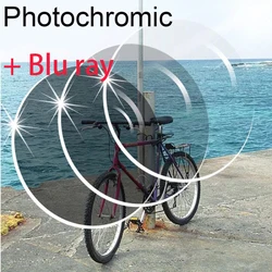 Anti-Blue Light Photochromic Gray Lens Myopia Distance Reading Presbyopia Eyeglasses Lente Gafas Prescription Lens