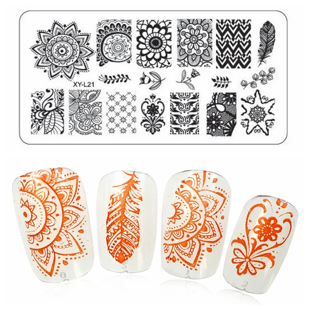 Kimcci 12pcs/Lot Plant Animal Lace Nail Art Stamping Plates Manicure DIY Kit Image Nail Templates Stencils Beauty Christmas