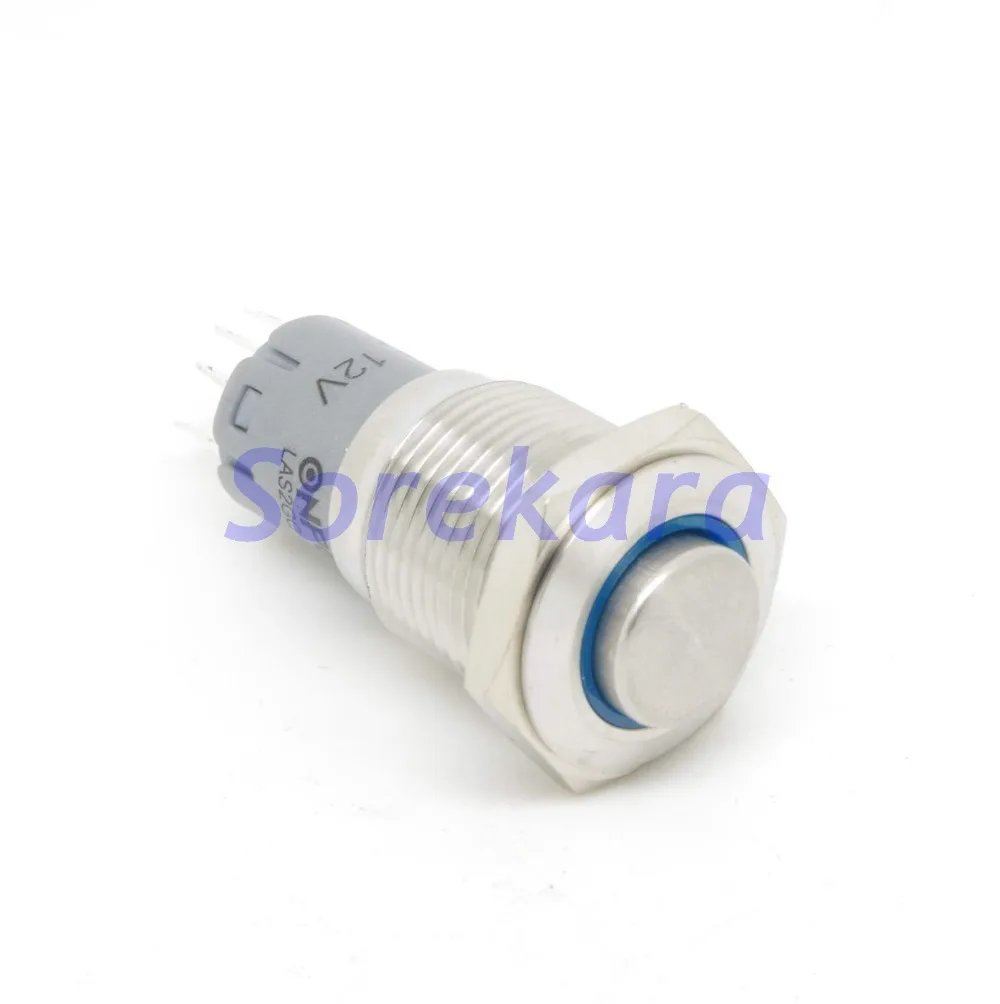 

16mm Stainless Steel Ring LED Color ORANGE Momentary 2NO 2NC Pushbutton Switch IP67 UL 6V/12V/24V/110V/220V