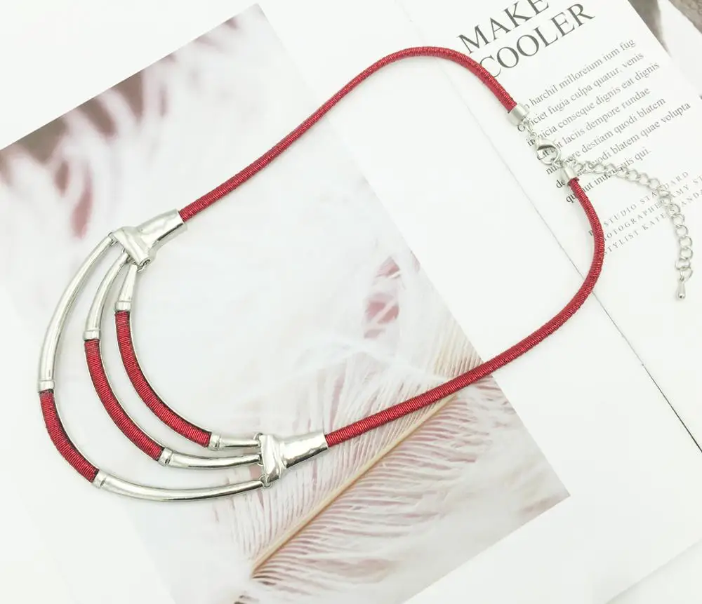 2018 Red Multilayer Pendant Necklace Women Fashion Alloy Jewelry Rope Chain Necklaces Mrs win