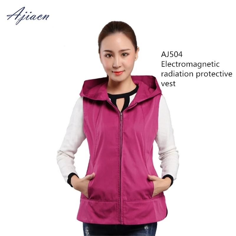 Practical electromagnetic radiation protection in women hooded vest room and laboratory EMF protective overalls