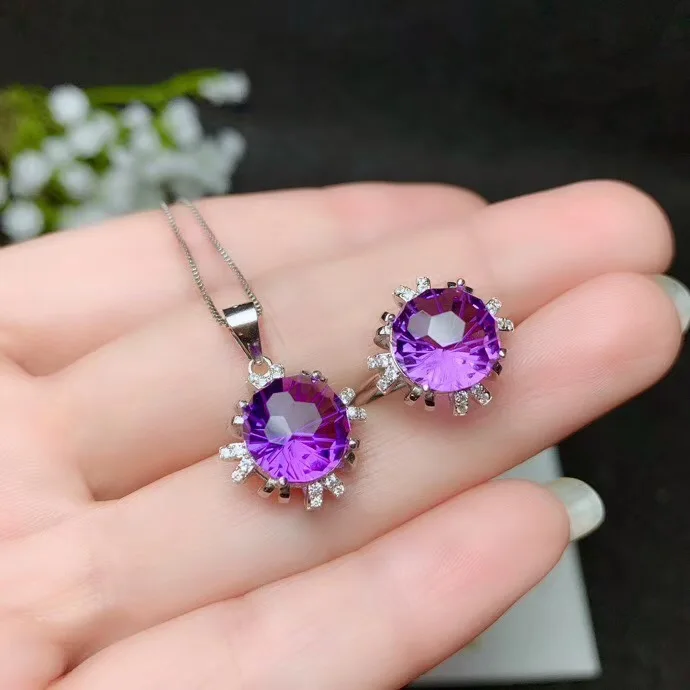 The latest technology, Natural Amethyst suit, 925 Sterling silver, simple and exquisite