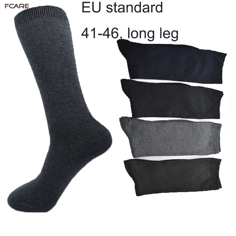 

Fcare 8PCS=4 pairs black, blue, gray, brown 40-46 warm acrylic cotton long leg mid calf men dress business socks calcetines