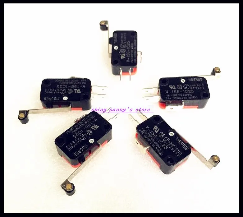 20pcs/Lot V-156-1C25 Roller Lever Arm Momentary Micro Limit Switch 15A 250VAC SPDT NO NC Snap Action Brand New