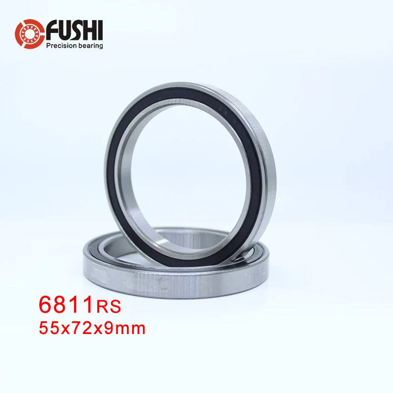 

6811-2RS Bearing ABEC-1 (4PCS) 55x72x9 mm Metric Thin Section 6811 Ball Bearings 6811RS 61811RS