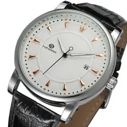 Trend calendar white rose gold creative digital three pointer surface belt automatic mechanical men's wrist watch