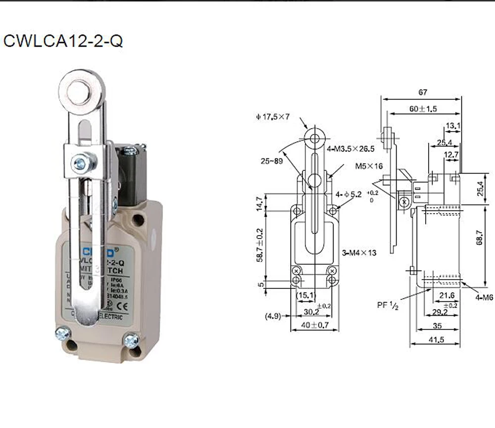 Safety Double Circuit Type High Mechanical Strength Limit Switch Waterproof CWLCA12-2-Q