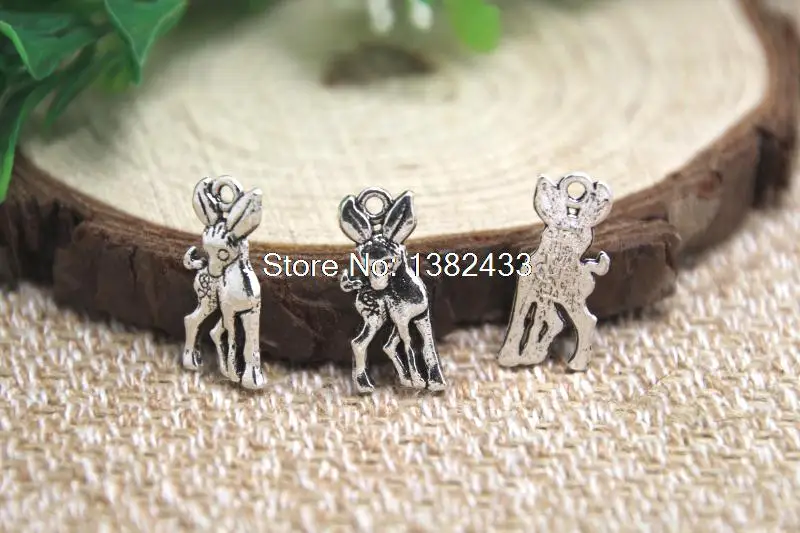 35pcs little deer Charms Antiqued Silver Tone  deer  charm pendants 20x9mm