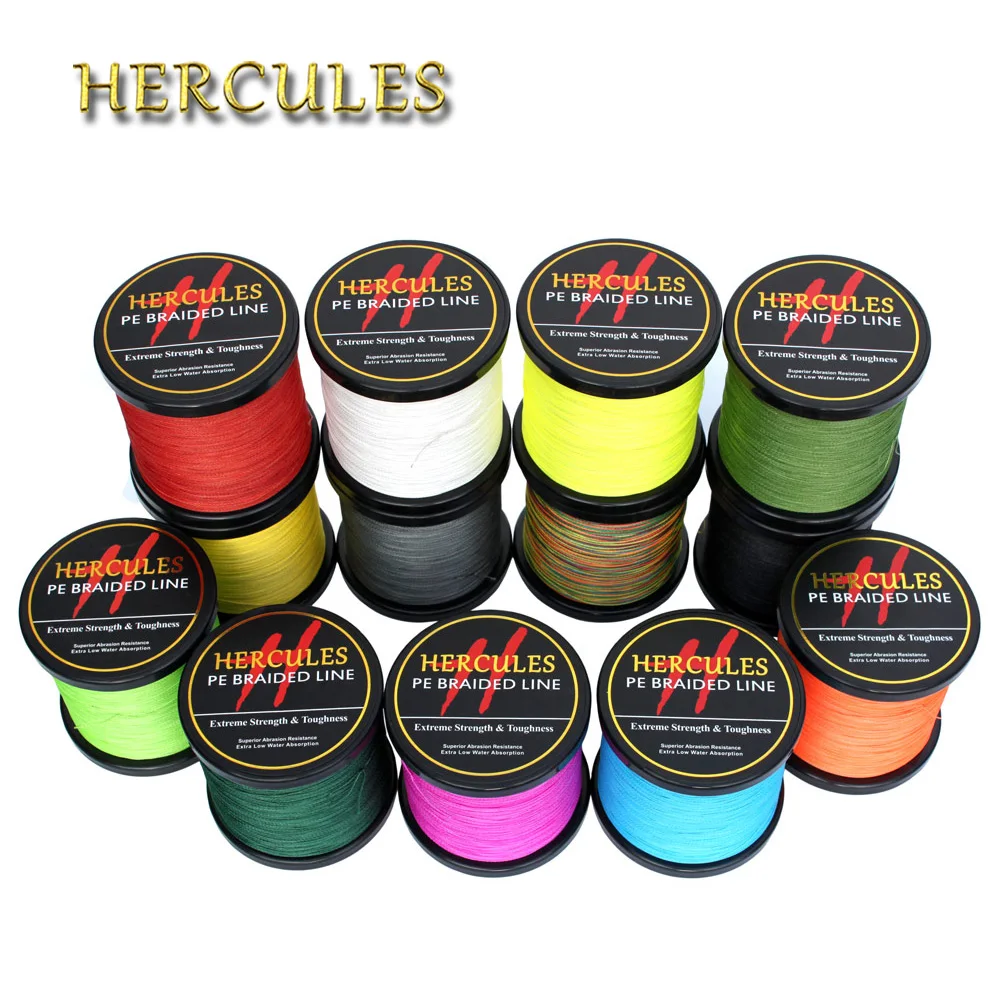 Hercules-pleciona żyłka wędkarska, żyłka multifilamentowa, 4 pasma, 6/100lb, 1000m, PE, 13 kolorów, karp