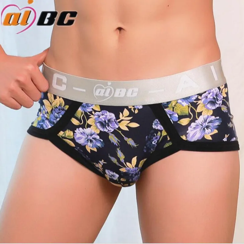 Aibc Mens Cartoon Briefs Low Waist Men Printed Sheer Bulge Underwear Penis Pouch Funny Animal Cotton Panties Seamless Breathable