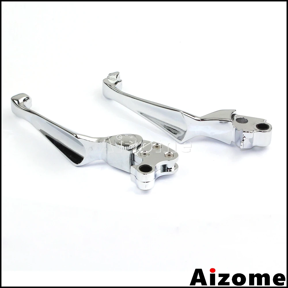 Chrome Adjustable Clutch Levers Skull Levers For Harley ElectraRoad Glide Road King Street Glide 1996-2007 Softail Dyna 96-2013