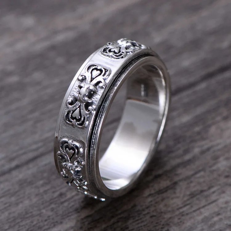 100%925 sterling silver jewelry Thai silver restoring ancient ways is old vine flowers man transshipment kaiyun ring 056406